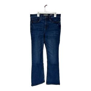 RJR John Rocha Jenna Flare Jeans Women's Size12 Short Dark Wash Blue Mid Rise